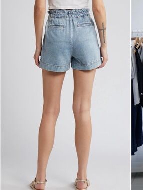 Rails Light Blue Paperbag Waist Denim Shorts